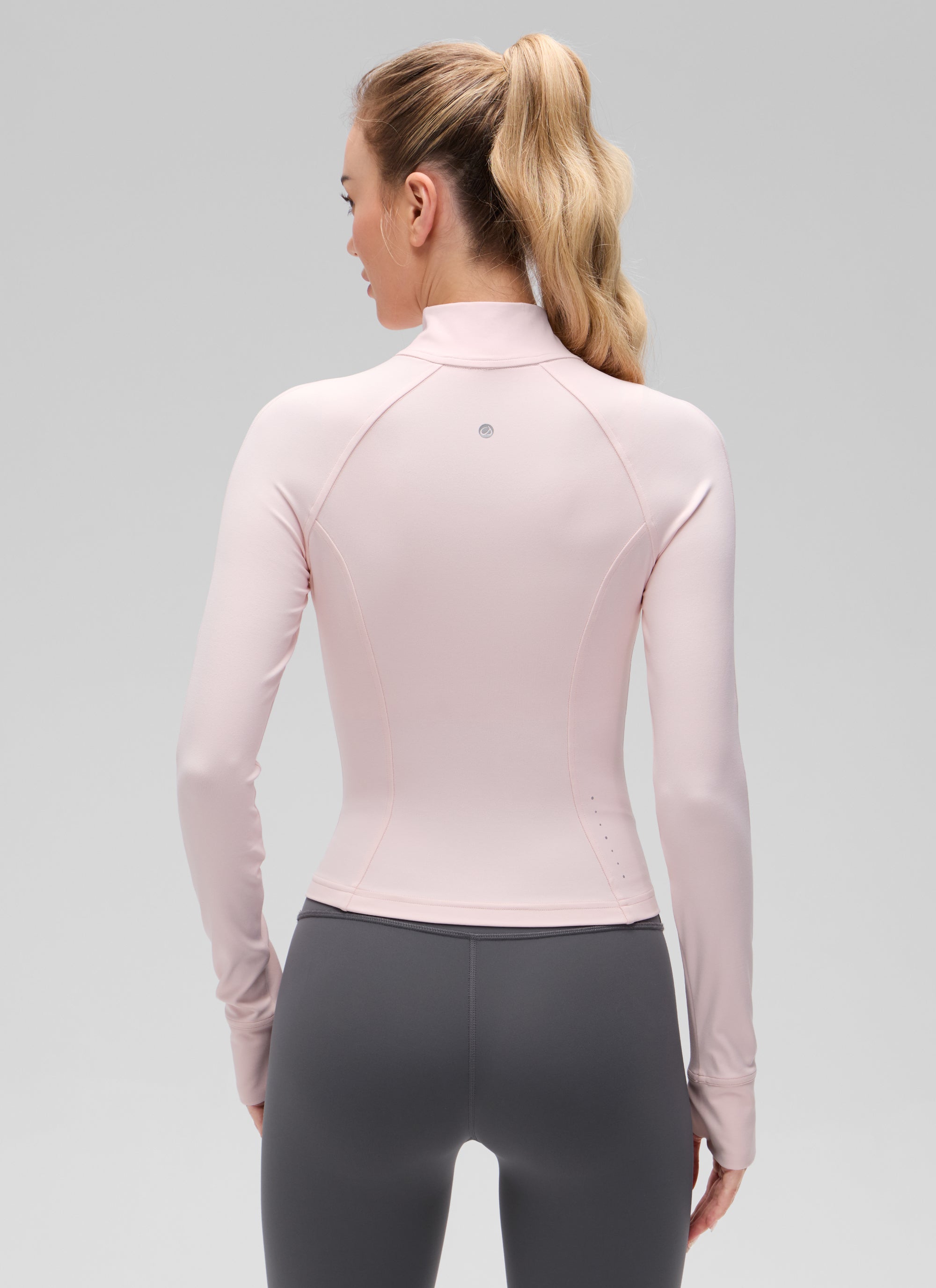CRZ YOGA Women's Butterluxe Cropped Pocket Outerwear Full Zip Jackets Strawberry Pink @model_info:Anna