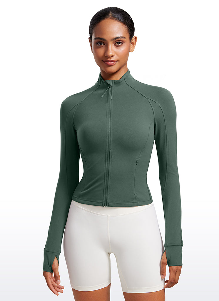 CRZ YOGA Women's Butterluxe Cropped Pocket Outerwear Full Zip Jackets Strawberry Pink