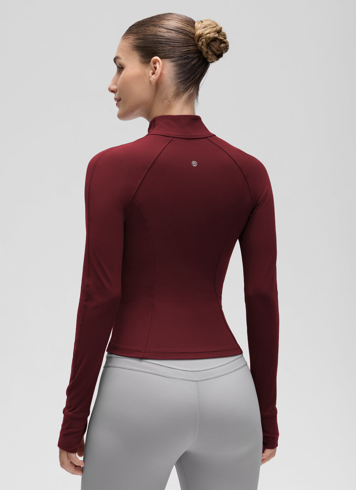 CRZ YOGA Women's Butterluxe Cropped Pocket Outerwear Full Zip Jackets Red Merlot @model_info:J