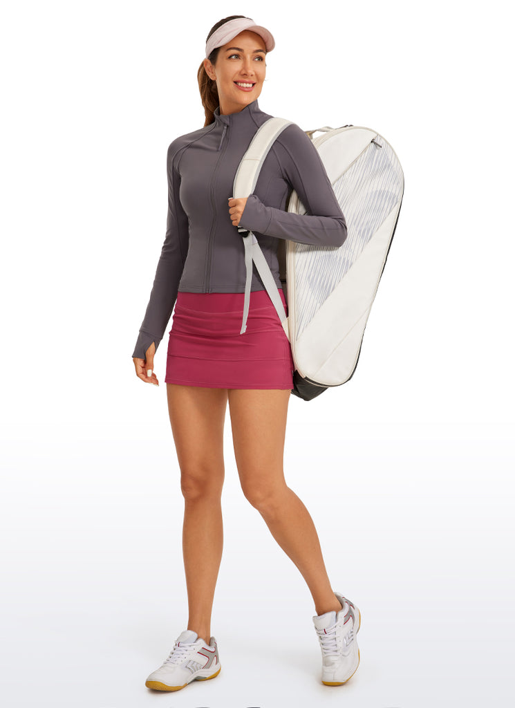 CRZ YOGA Women's Butterluxe Cropped Pocket Outerwear Full Zip Jackets Tornado