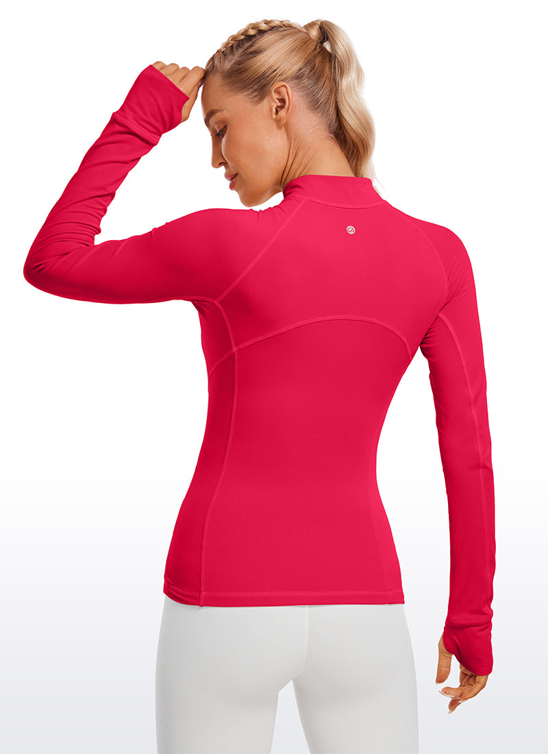 Brushed Half-Zip Long Sleeve with Thumbholes