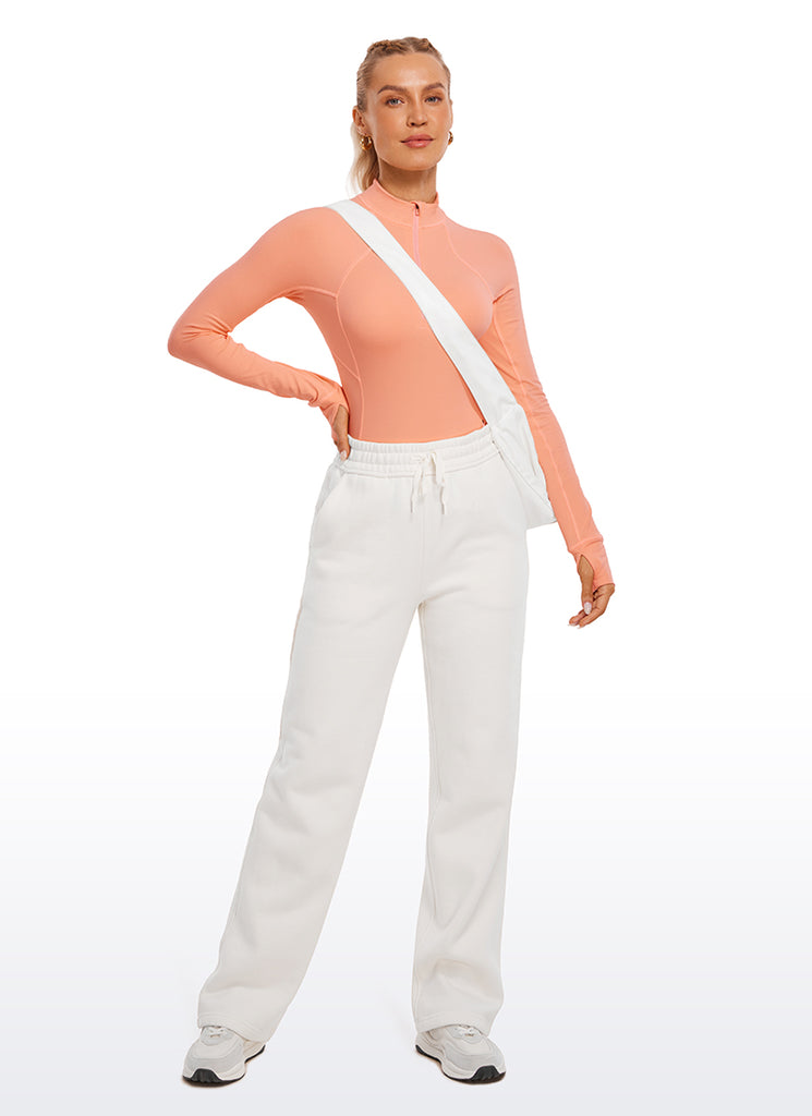 CRZ YOGA Women's Run Slim Fit Brushed Half-Zip Long Sleeve Hip Length True Navy