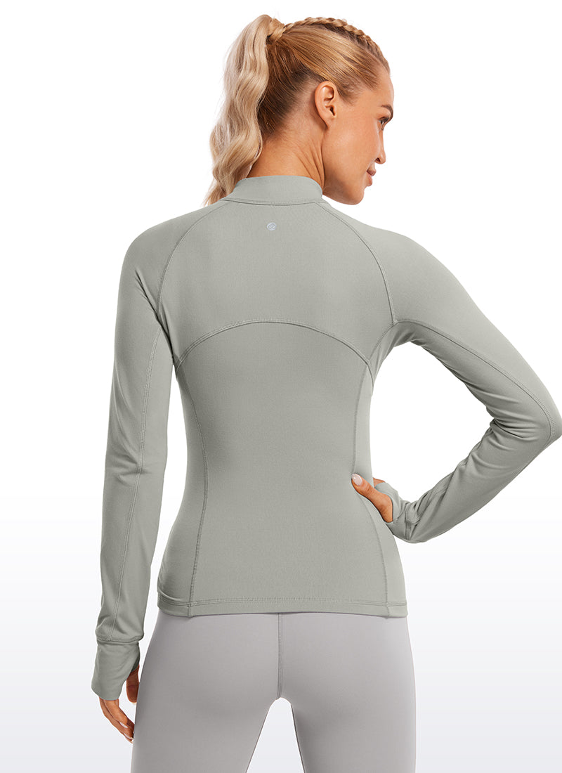 Brushed Half-Zip Long Sleeve with Thumbholes