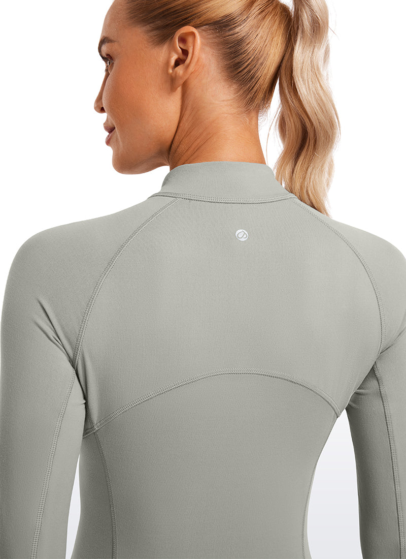 Brushed Half-Zip Long Sleeve with Thumbholes