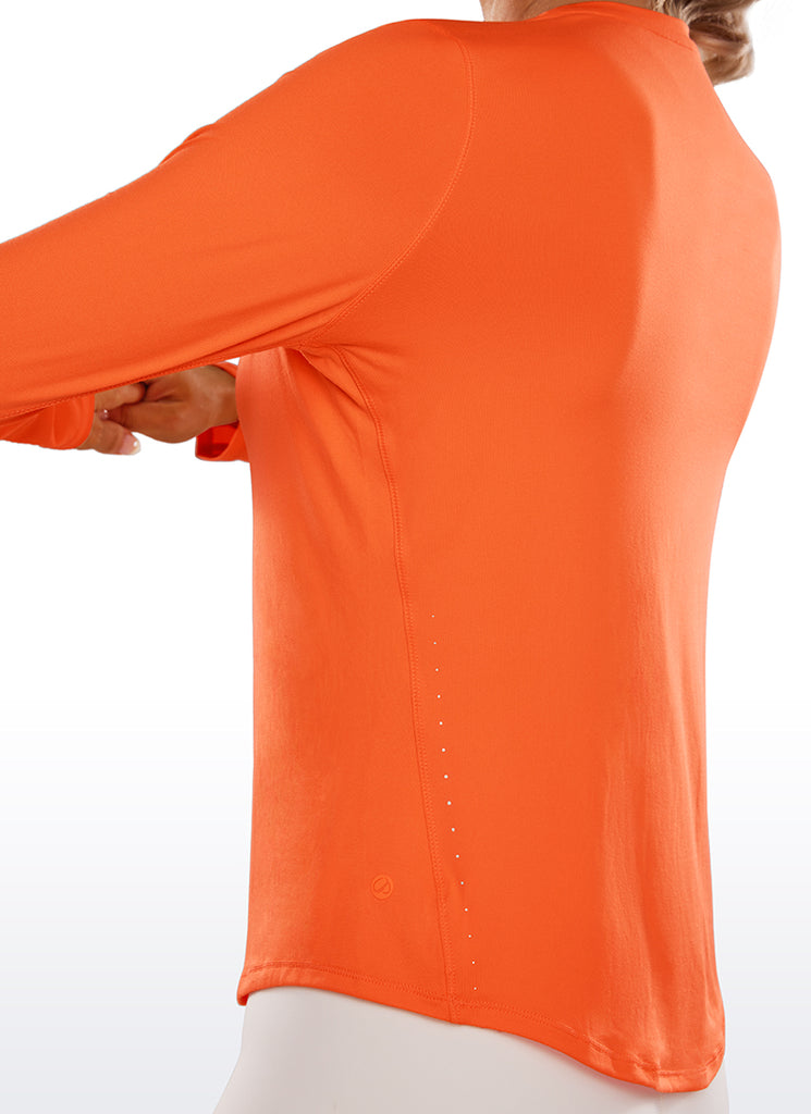 CRZ YOGA Women UPF 50+ Running Lightweight Loose Fit Long Sleeves Quick Dry Sweet Orange