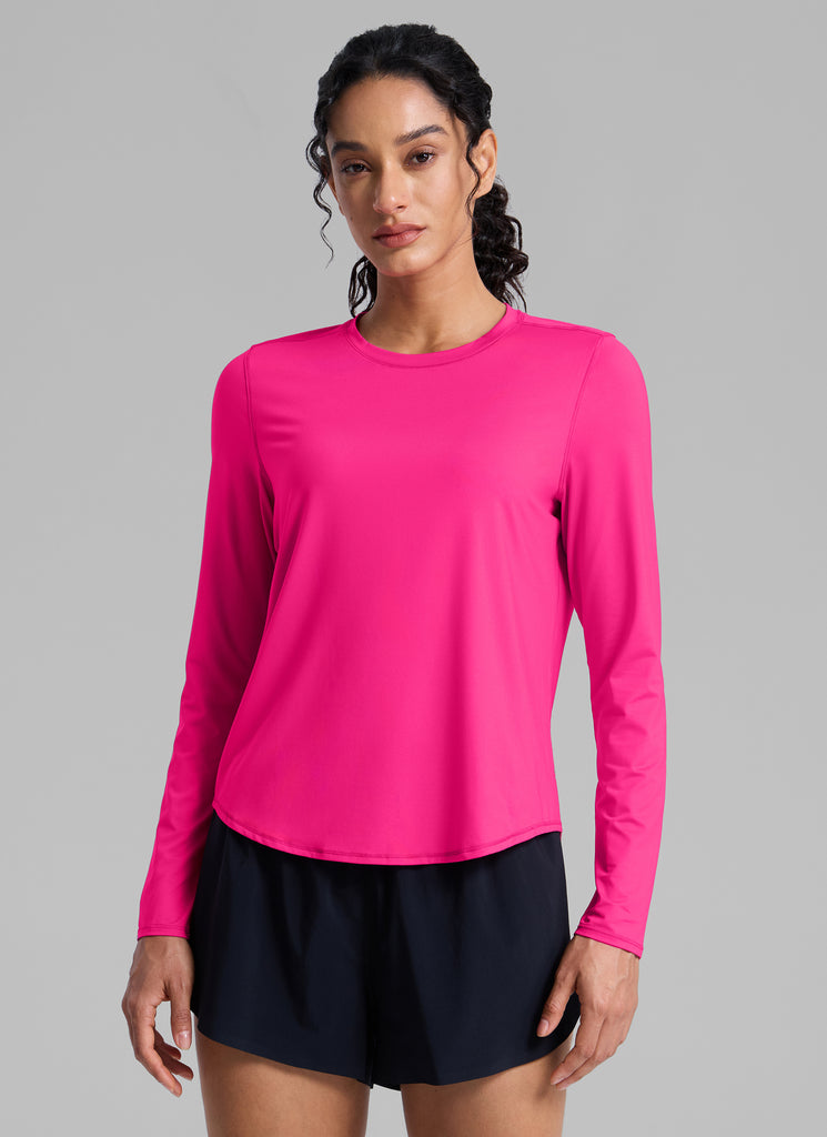 CRZ YOGA Women UPF 50+ Running Lightweight Loose Fit Long Sleeves Quick Dry Silver Mist