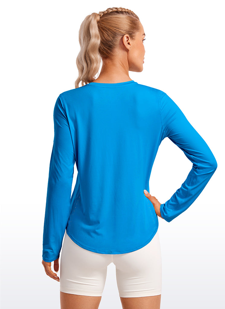 CRZ YOGA Women UPF 50+ Running Lightweight Loose Fit Long Sleeves Quick Dry Poolside Blue