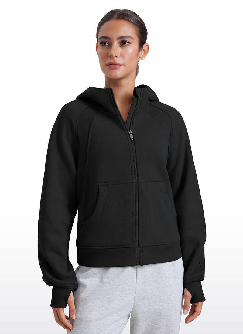 Fleece Lined Full Zip Hoodies with Thumb Holes