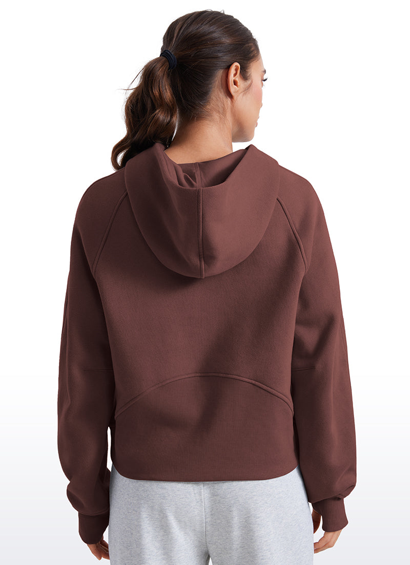 Fleece Lined Full Zip Hoodies with Thumb Holes