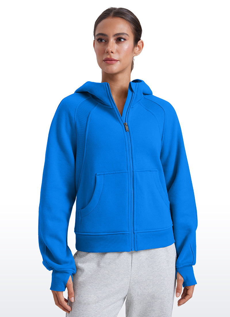 Fleece Lined Full Zip Hoodies with Thumb Holes