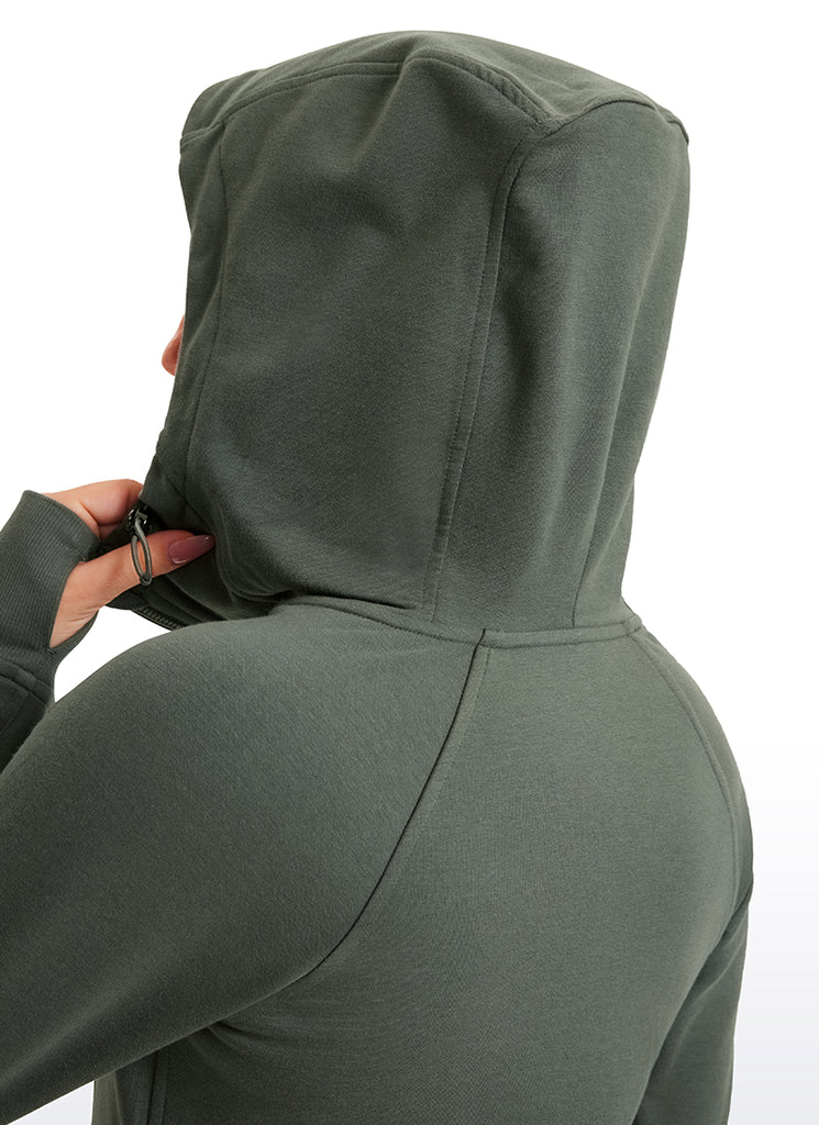 CRZ YOGA Women's Slim Fit Outerwear Amenity Full Zip Hoodies Thumb Holes Pink Peony