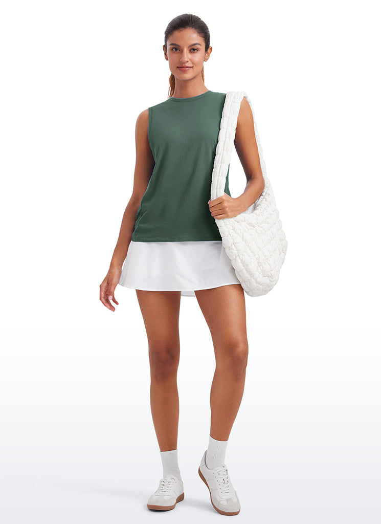 CRZYOGA  women's Pima Cotton Tank High Neck White