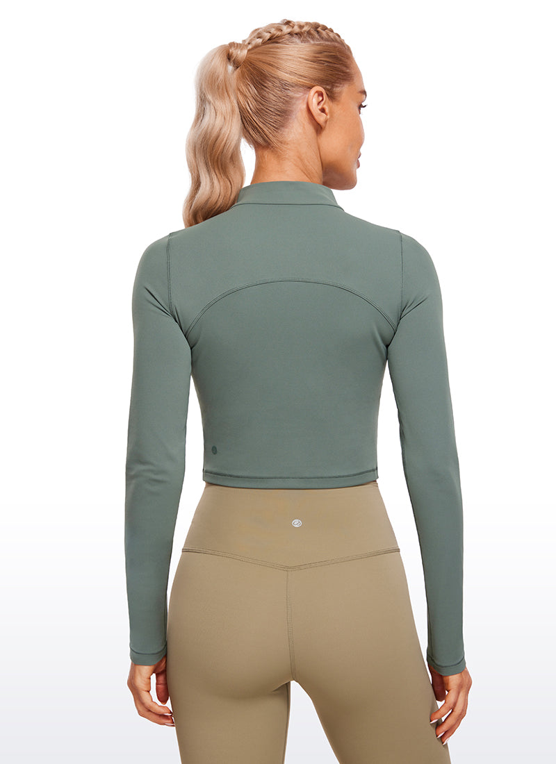 Butterluxe Mock Turtleneck Cropped Long Sleeves