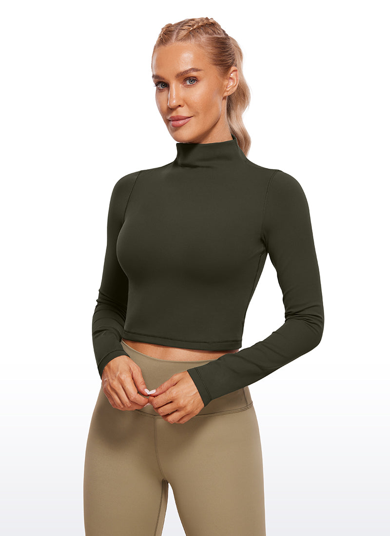 Butterluxe Mock Turtleneck Cropped Long Sleeves