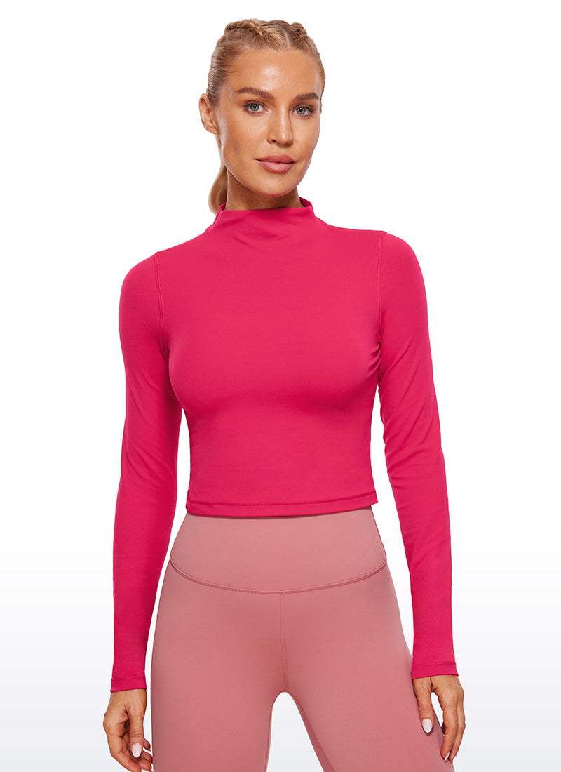 Butterluxe Mock Turtleneck Cropped Long Sleeves