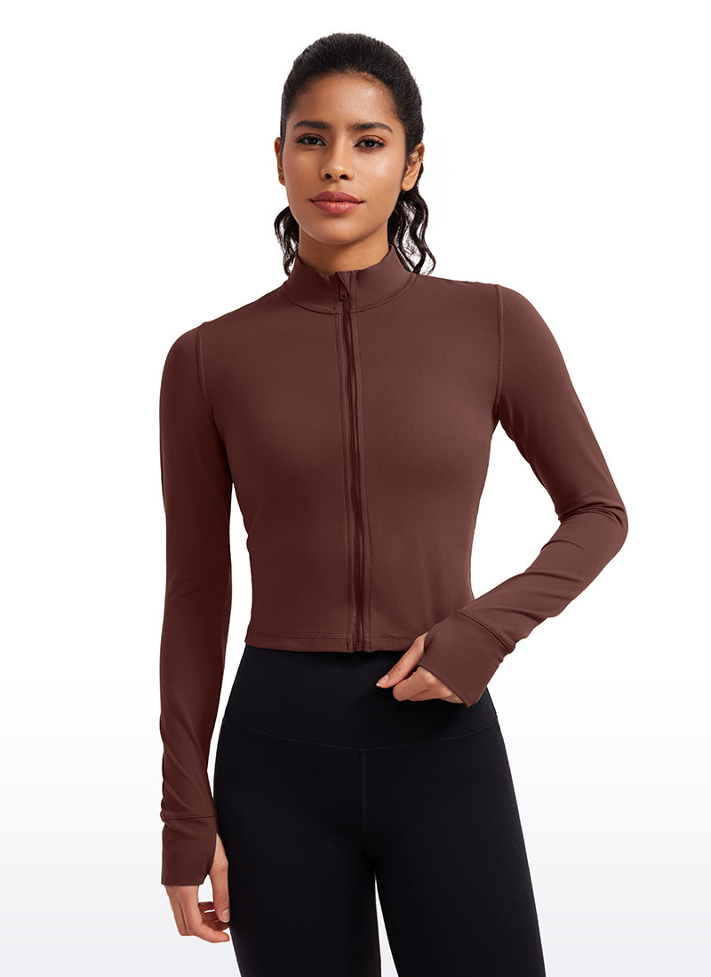 Butterluxe Full Zip Cropped Jackets with Thumb Holes