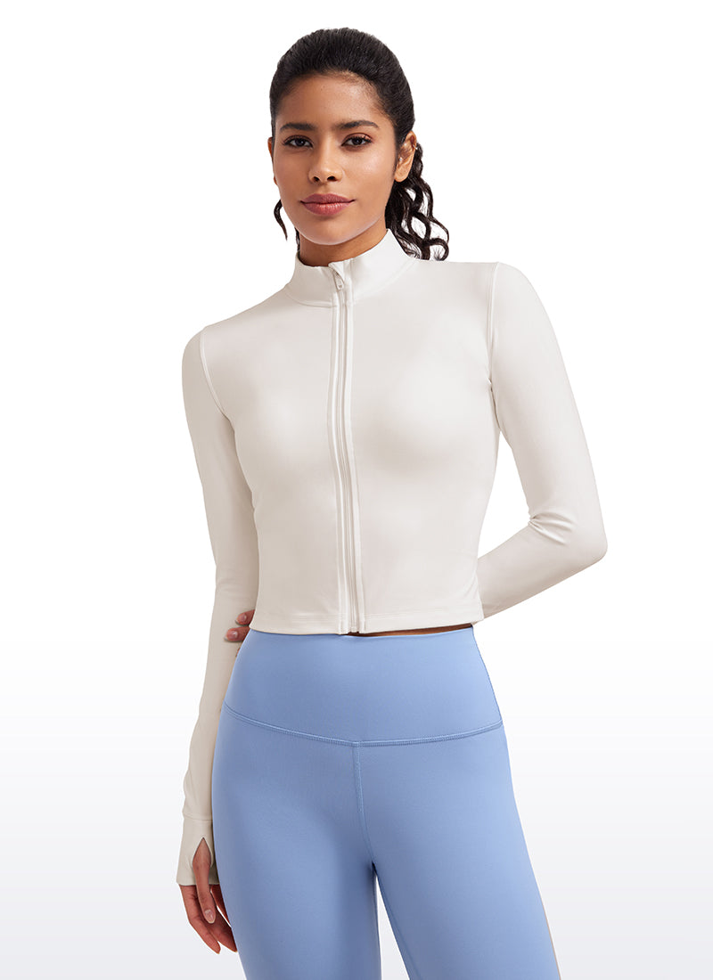 Butterluxe Full Zip Cropped Jackets with Thumb Holes