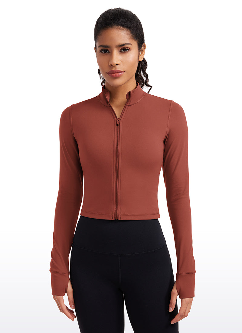 Butterluxe Full Zip Cropped Jackets with Thumb Holes