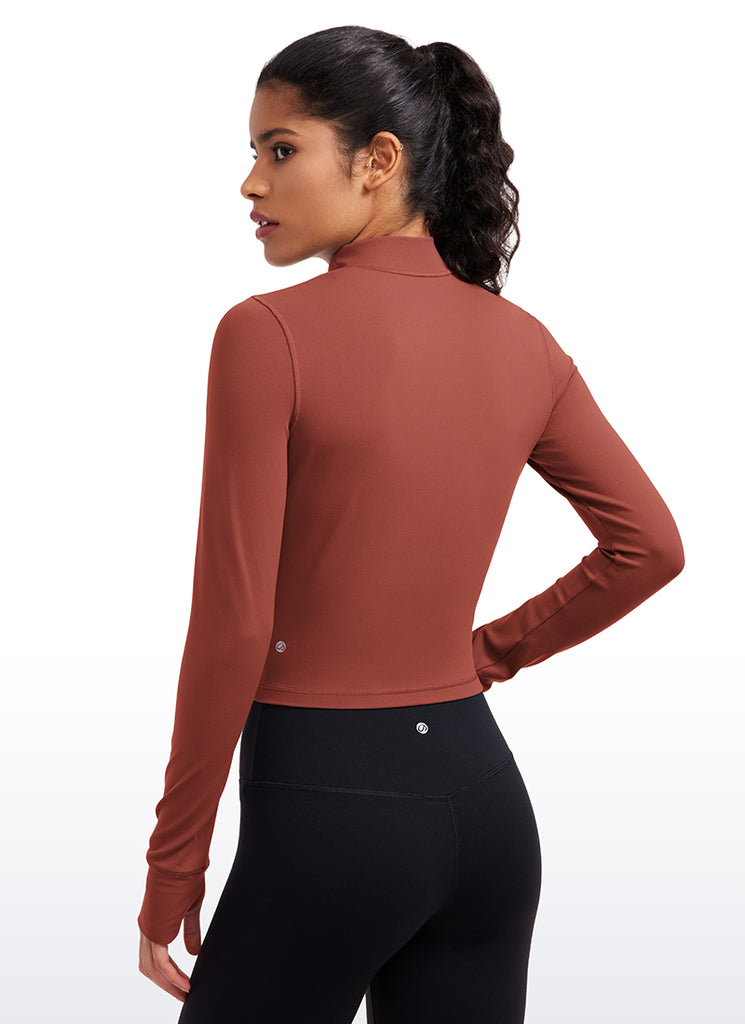 CRZ YOGA Women's Butterluxe Cropped Outerwear Full Zip Jackets Black Classic