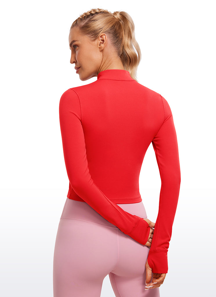 CRZ YOGA Women's Butterluxe Cropped Outerwear Full Zip Jackets Pink Peony