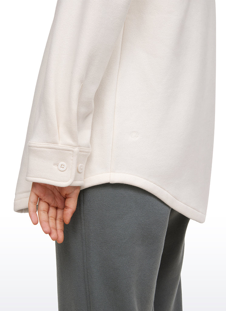 CRZ YOGA Women's Oversized Fit Outerwear Fleece Lined Shirt Jackets Black