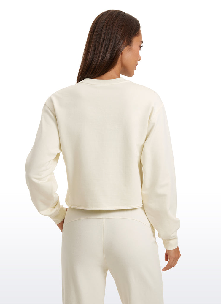 CRZ YOGA Womens Classic Fit Sweat Shirt Crew Neck Pullover Green Jade