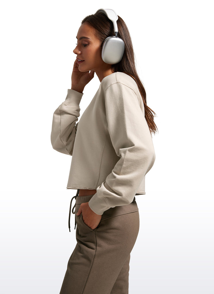 CRZ YOGA Womens Classic Fit Sweat Shirt Crew Neck Pullover Dark Red 2