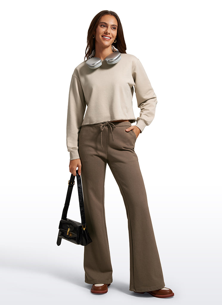 CRZ YOGA Womens Classic Fit Sweat Shirt Crew Neck Pullover Dark Red 2