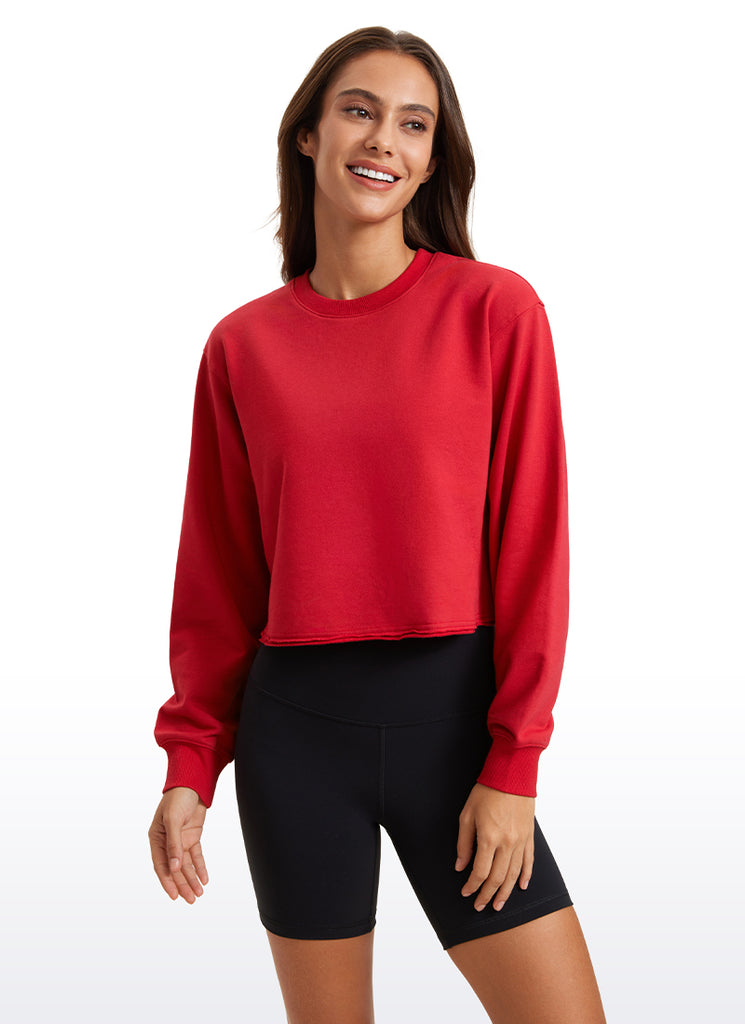 CRZ YOGA Womens Classic Fit Sweat Shirt Crew Neck Pullover Hot Fudge Brown