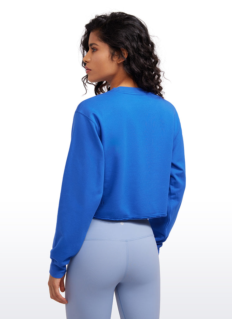 CRZ YOGA Womens Classic Fit Sweat Shirt Crew Neck Pullover Milky White