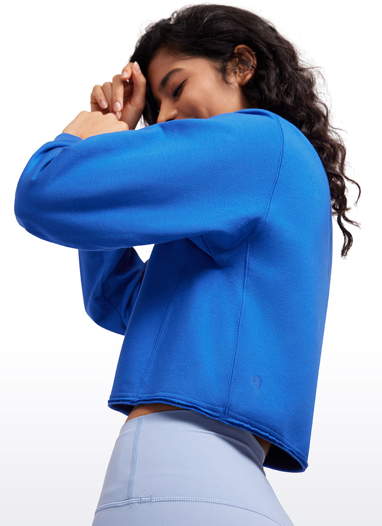 CRZ YOGA Womens Classic Fit Sweat Shirt Crew Neck Pullover Sparkle Blue