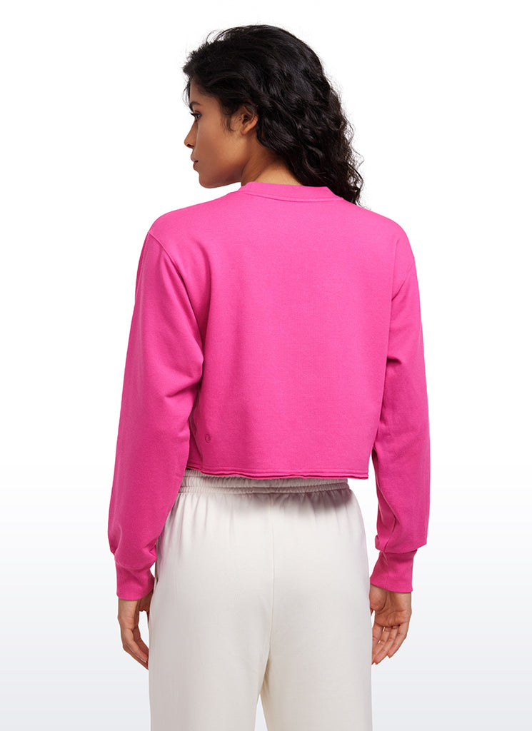 CRZ YOGA Womens Classic Fit Sweat Shirt Crew Neck Pullover Hibiscus Purple
