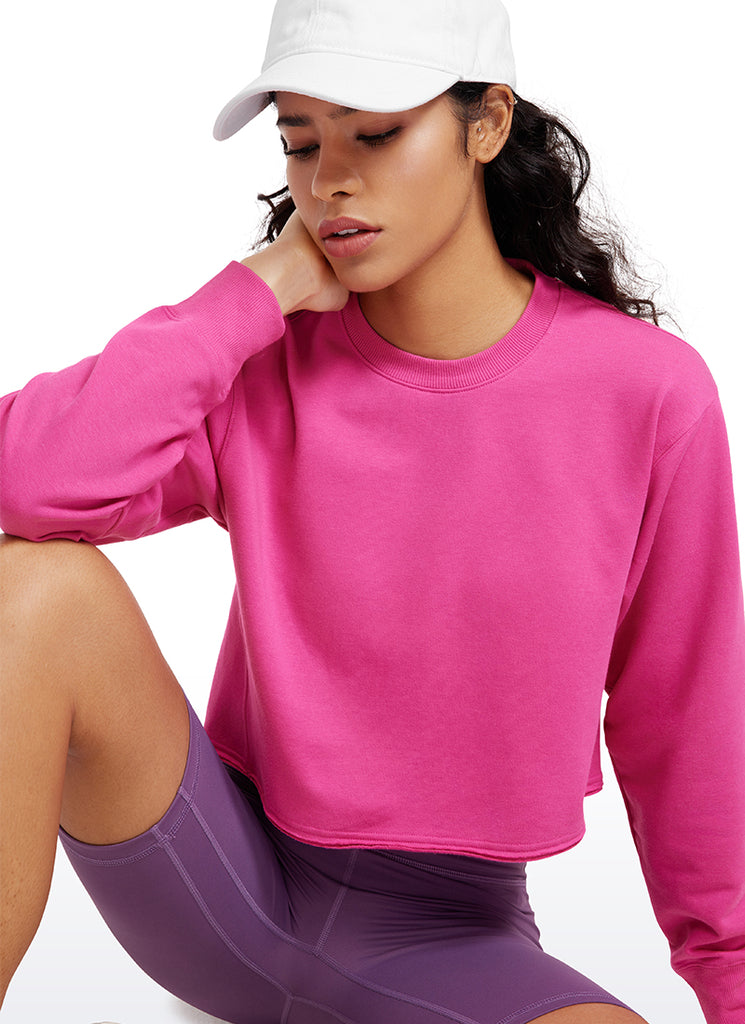 CRZ YOGA Womens Classic Fit Sweat Shirt Crew Neck Pullover Hibiscus Purple
