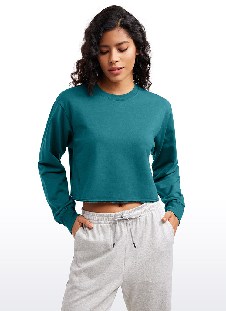 CRZ YOGA Womens Classic Fit Sweat Shirt Crew Neck Pullover Grey Sage