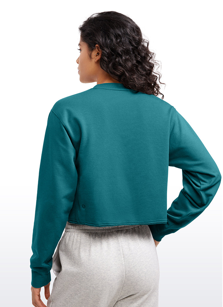 CRZ YOGA Womens Classic Fit Sweat Shirt Crew Neck Pullover Grey Sage