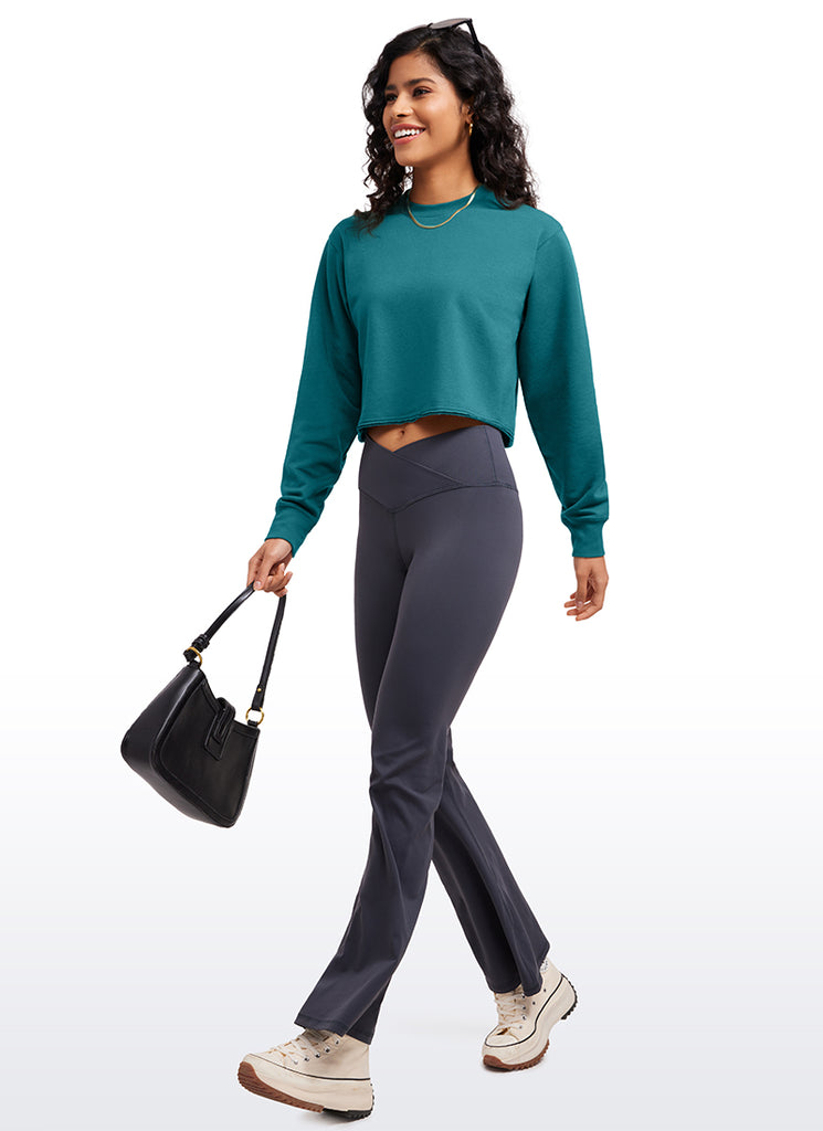 CRZ YOGA Womens Classic Fit Sweat Shirt Crew Neck Pullover Grey Sage