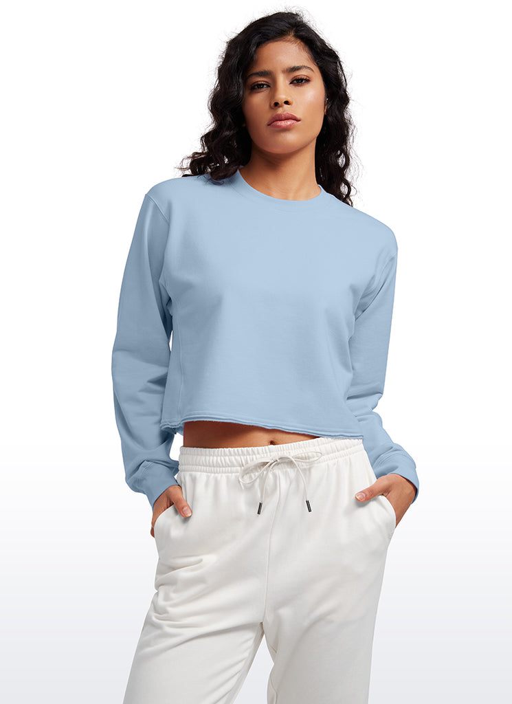 CRZ YOGA Womens Classic Fit Sweat Shirt Crew Neck Pullover Hibiscus Purple