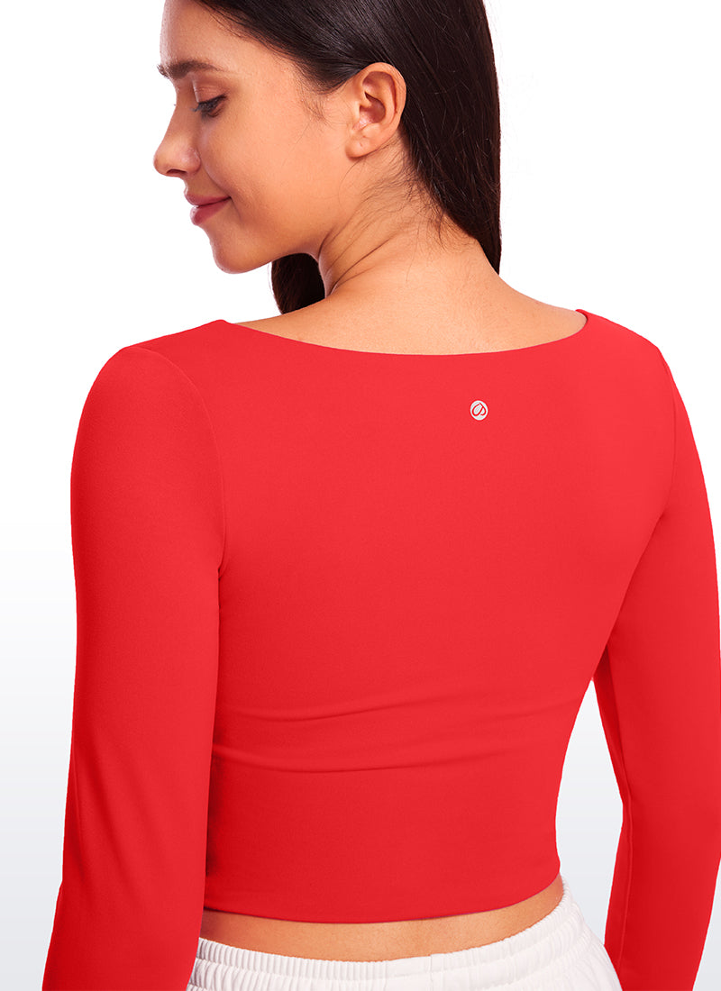 Butterluxe Double Lined Cropped Long Sleeves Square Neck