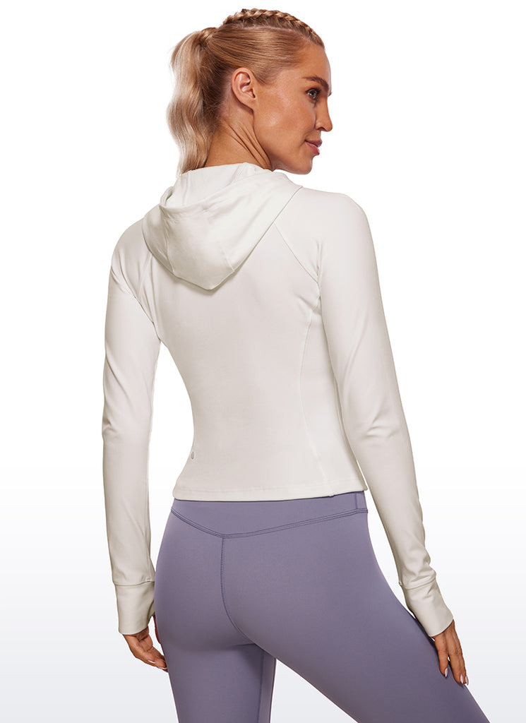 CRZ YOGA Women's Butterluxe Outerwear Full Zip Hoodies Jackets White