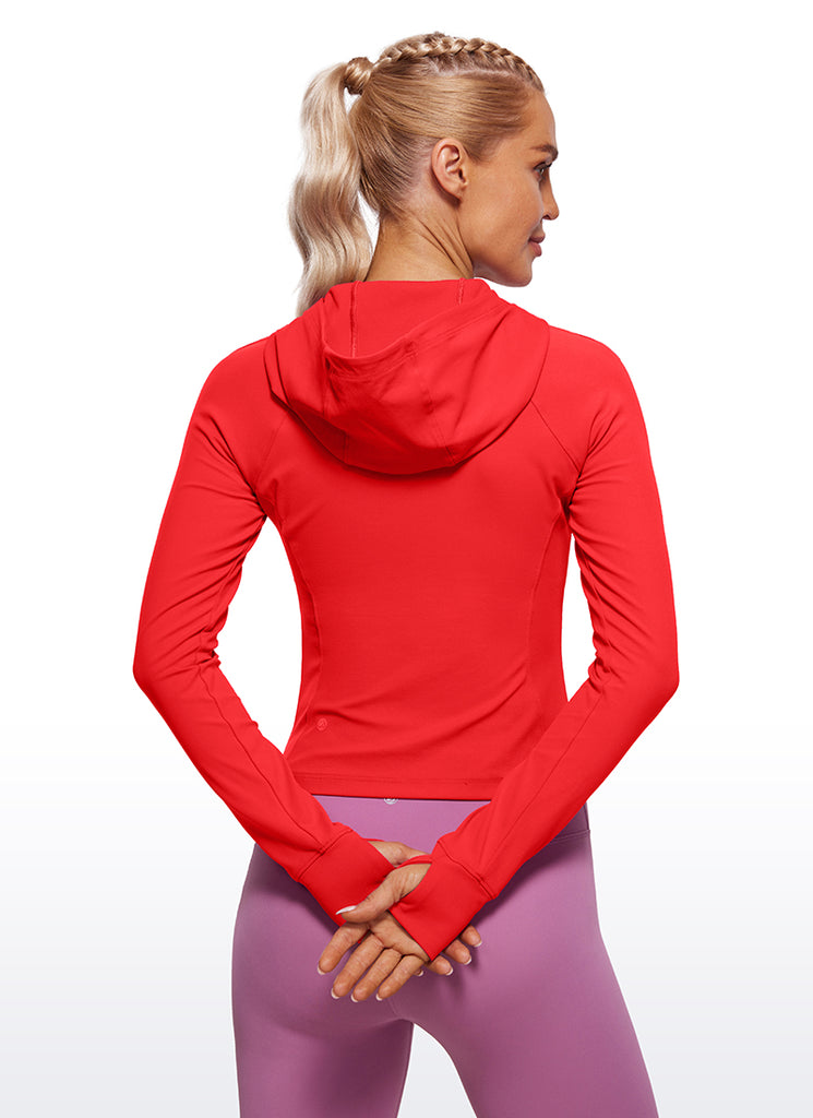 CRZ YOGA Women's Butterluxe Outerwear Full Zip Hoodies Jackets White Apricot