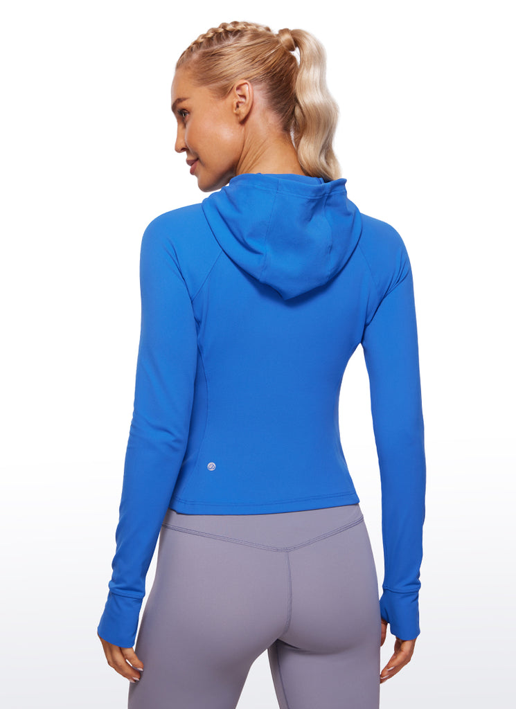 CRZ YOGA Women's Butterluxe Outerwear Full Zip Hoodies Jackets Sparkle Blue
