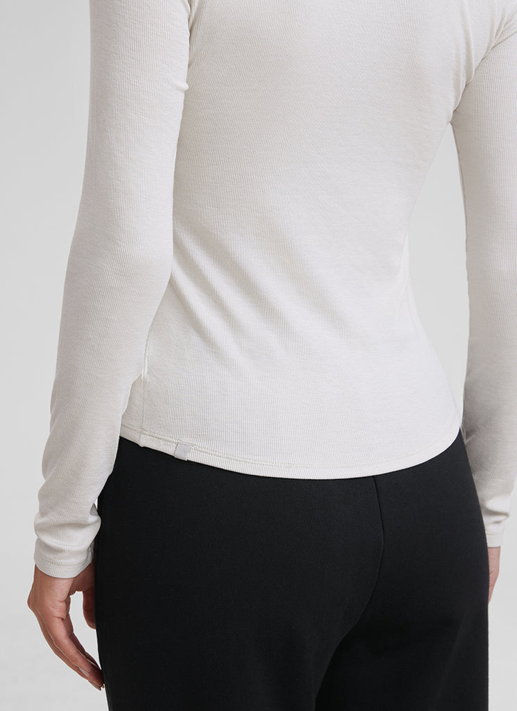 CRZ YOGA Womens Fitted Casual Ribbed Modal Henley Shirts Long Sleeves Coffee Brown