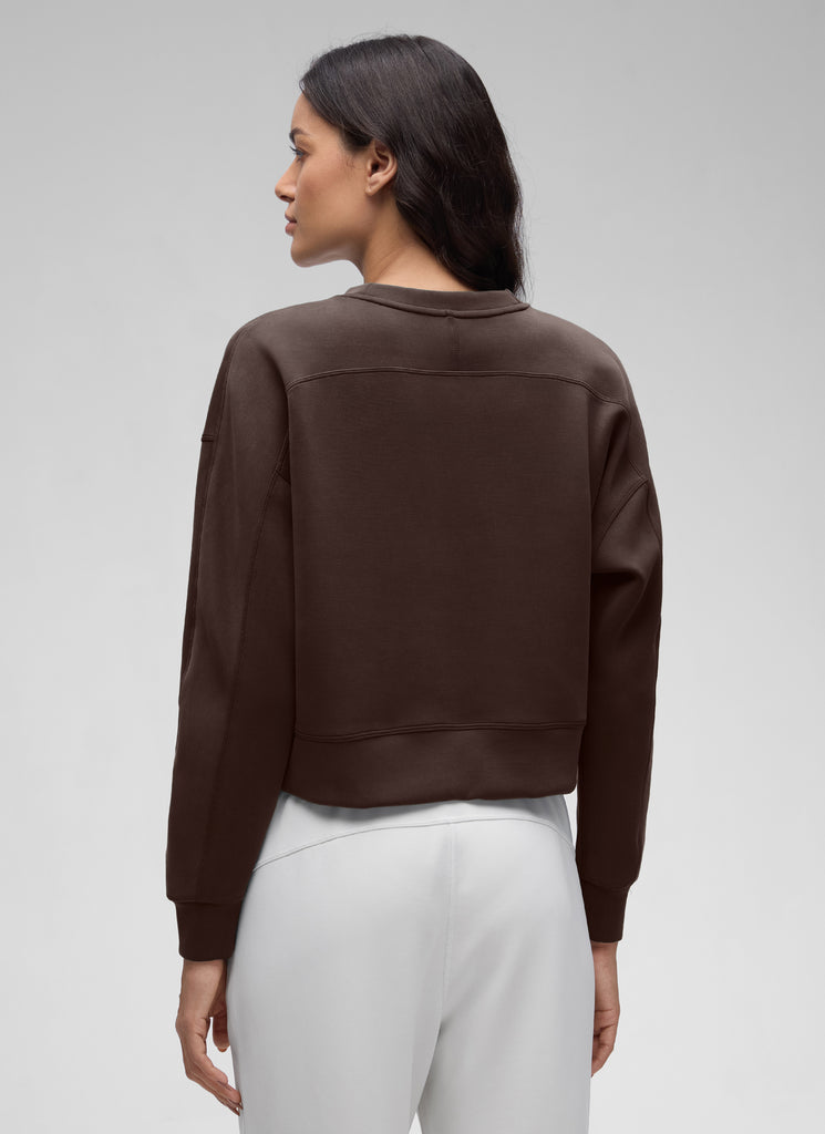 CRZ YOGA Womens SoftAura Basic Casual Sweat Shirt Crew Neck Pullover Hot Fudge Brown