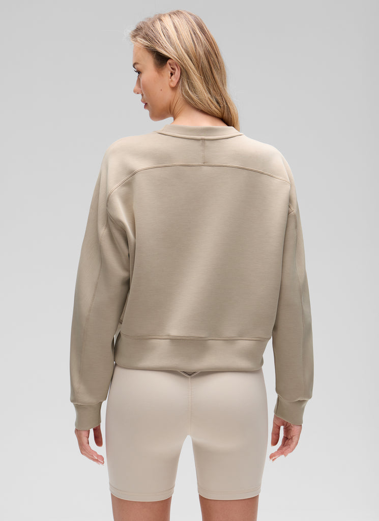 CRZ YOGA Womens SoftAura Basic Casual Sweat Shirt Crew Neck Pullover Coffee Brown