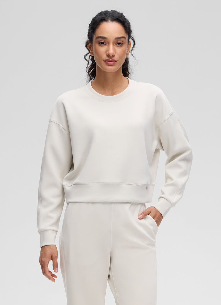 CRZ YOGA Womens SoftAura Basic Casual Sweat Shirt Crew Neck Pullover Black