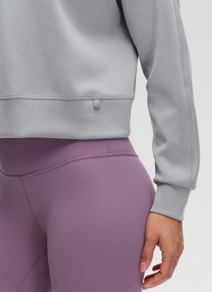 CRZ YOGA Womens SoftAura Basic Casual Sweat Shirt Crew Neck Pullover Ink Blue