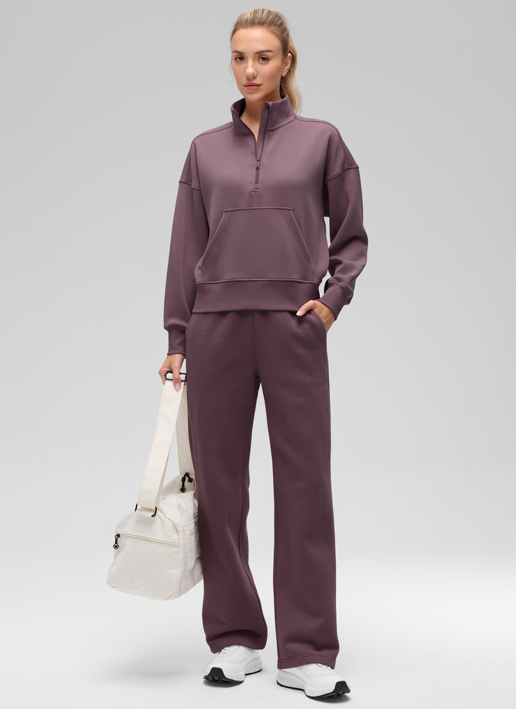 CRZ YOGA Women SoftAura Halfzip Sweatshirt Pullover Long Sleeve Pocket Oak