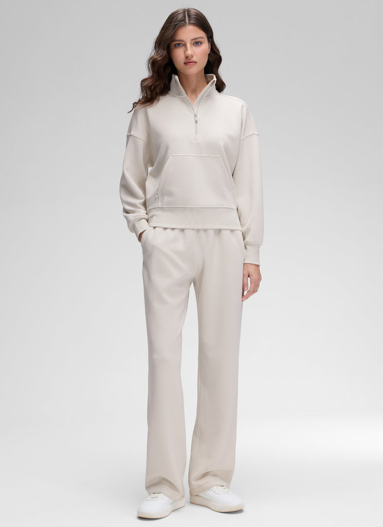 CRZ YOGA Women SoftAura Halfzip Sweatshirt Pullover Long Sleeve Pocket Milky White