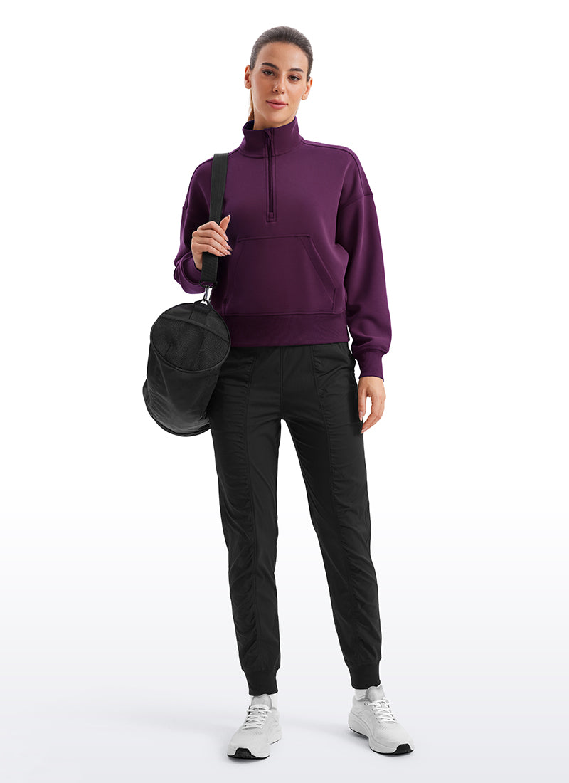 CRZ YOGA Women SoftAura Halfzip Sweatshirt Pullover Long Sleeve Pocket Dark Forest Green