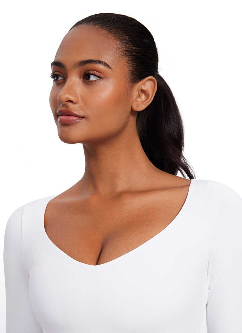 Butterluxe Double Lined Cropped Long Sleeves V Neck